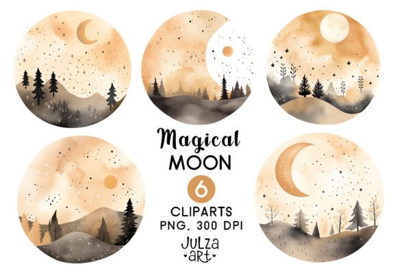 Download Moon PNG, Watercolor Moon Clipart - Watercolor moon Collection