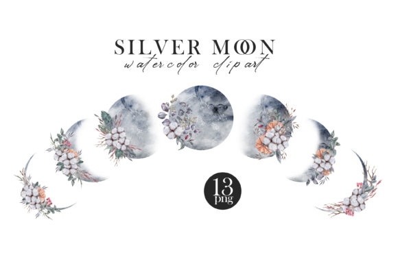 Download Watercolor Moon Phases Clipart - Watercolor moon Collection